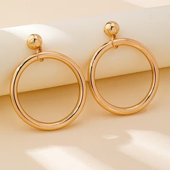 14K Gold Womens 3" Large Chunky Hoop Earrings Ladies 14 K Silver Hoops Jewelry - Picture 2 of 5